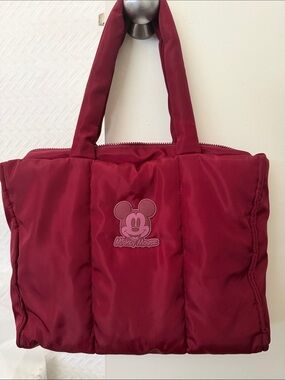 Disney Quilted Burgundy Mickey Mouse Shoulder Bag